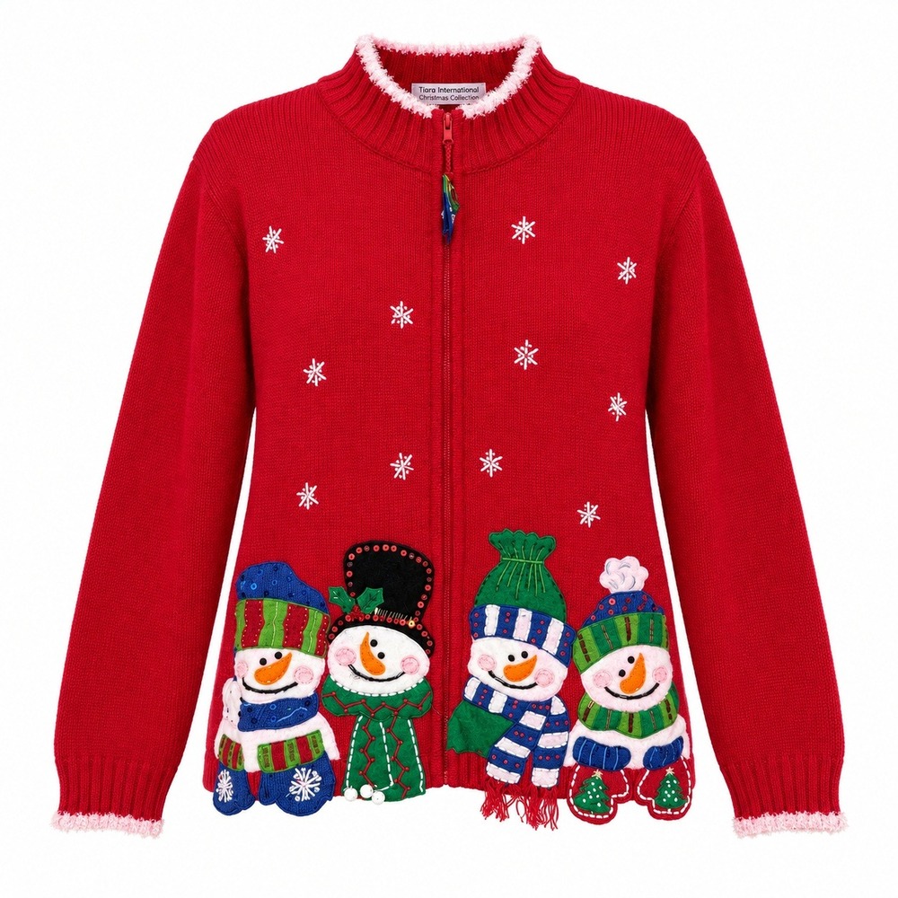 Vintage Tiara International Coquette Christmas Cardigan Women 22/24 Ugly Sweater